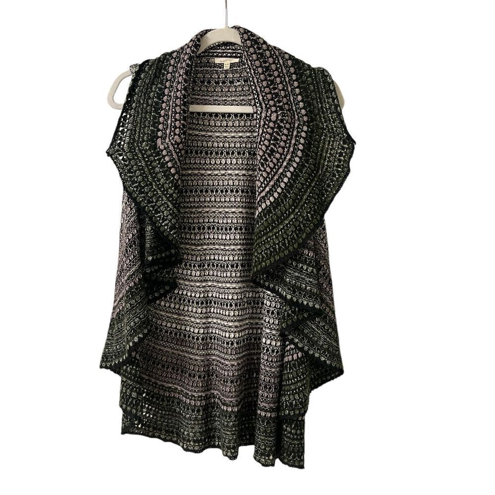Mystree sweater knit circle vest multi color One Size